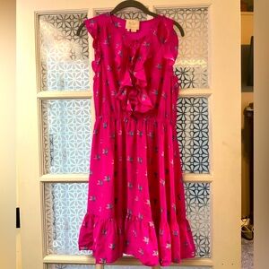 Kate spade scenic route Hummingbird ruffle Dress bougainvillea Pink Sz 10